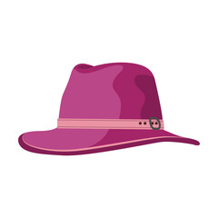 Pink wide brimmed hat for men and women cartoon vector illustration. Retro and modern male and female headgear isolated on white
