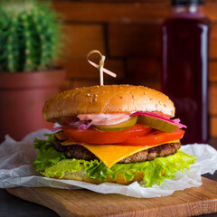 hamburger on a plate