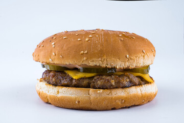 beef burger on white background