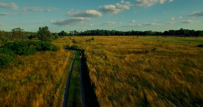 cyclist cycling on mtb bike on trail. cross-country cycling mtb bicycle	