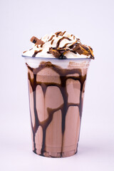 milkshake with chocolate on white background