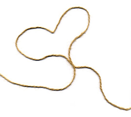 Heart silhouette made with packing twine. Love and connection symbol isolated on white. Frame with copy space