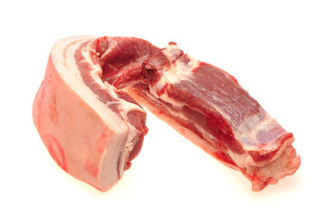 Pork belly on white background