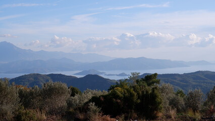 view of the mountains in autumn.