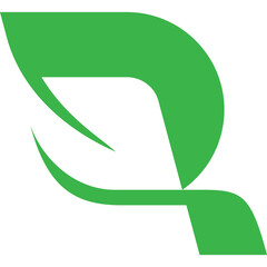 R letter logo in green leaf