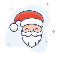 Santa Claus vector outline icon. Father Christmas face illustration. 