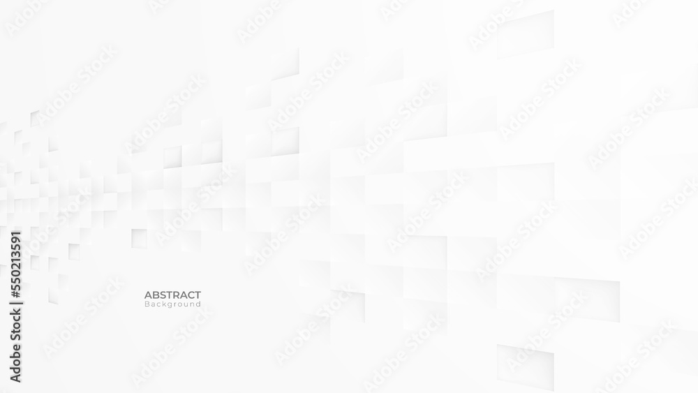 Poster Abstract 3d modern square background. White and grey geometric pattern texture. vector art illustration