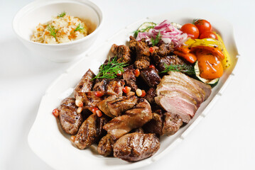 different kind of meat on white plate