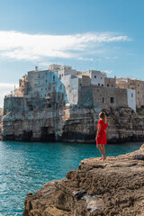 Tourist in Polignano a Mare Puglia Italy