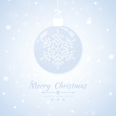 Merry Christmas getting card background with snow ball banner. Vector illustration