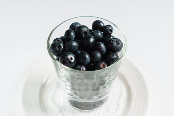 fresh blueberries in the glass