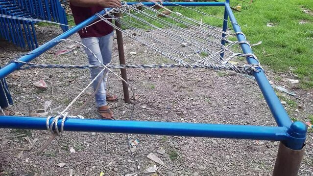 Make Charpai Amazing Khatiya Bunai Or Rope Bed . Indian Traditional Kahtiya Making