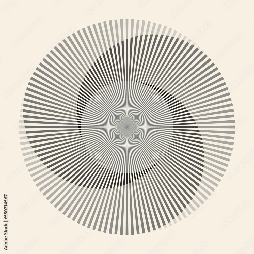 Aufkleber Abstract circle with lines as a spiral or propeller. One black color lines with different opacity.