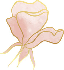Gold watercolor flower illustration