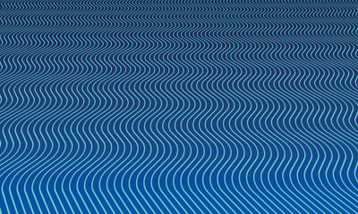 Waving blue lines in perspective. Marine concept landing page.
