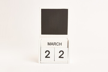 Calendar with date March 22 and space for designers. Illustration for an event of a certain date.