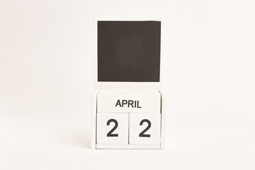 Calendar with the date April 22 and a place for designers. Illustration for an event of a certain date.