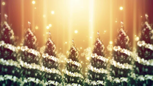 Christmas Tree and Light Glow Background Seamless Loop. Christmas tree and bokeh trail with space for titles, text or logos in a seamless loop.