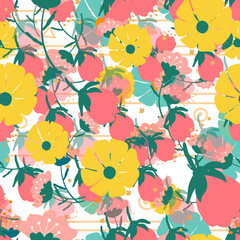 Seamless floral vector pattern. Perfect for modern wallpaper, fabric, home decor, and wrapping projects.