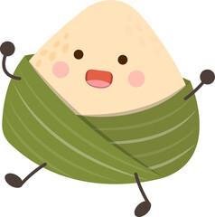 Chinese Dragon Boat Festival traditional food: Zongzi, glutinous rice food, Zongzi cartoon characters and mascot expressions