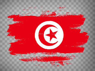 Flag of  Tunisia  brush stroke background.  Flag Republic of Tunisia on transparent background for your design, app, UI.  Stock vector. EPS10.