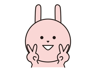 ダブルピースをするうさぎのキャラクター