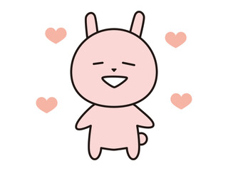 ハートがあふれるうさぎのキャラクター