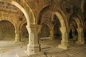 Stunning Interior of the Church Hallway in Medieval Sanahin Monastery, Lori Province of Armenia