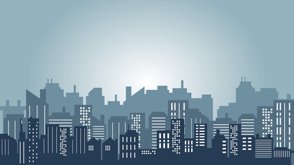 Night view of the city with tall buildings