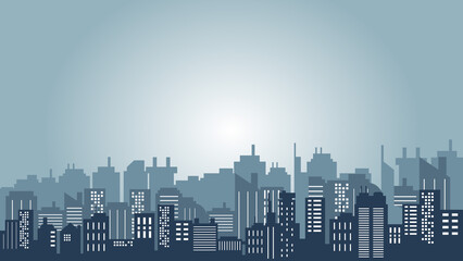 Silhouette building background with city atmosphere at night