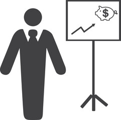 Business finance icon, financial progress analysis icon vector