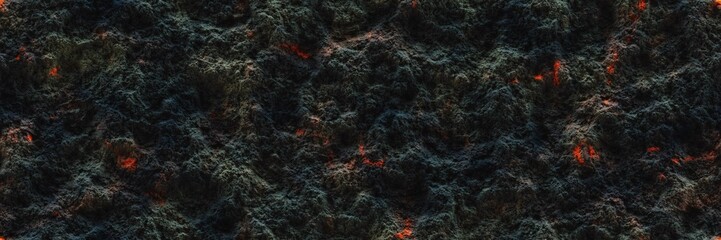 Burning dark coal - red background of embers. High melting temperature. 3d illustration clipart