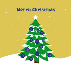 Vector christmas card with christmas tree on isolated background