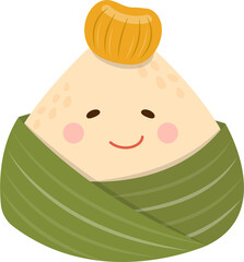 Chinese Dragon Boat Festival traditional food: Zongzi, glutinous rice food, Zongzi cartoon characters and mascot expressions