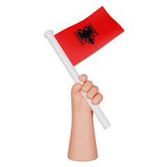 3D hand holding a flag of Albania