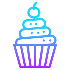 cupcake gradient line icon