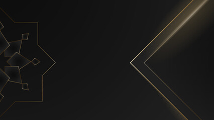 Ramadan Kareem greeting card. Luxury Golden lantern on the shelf with handwritten arabic calligraphy means Ramadan Kareem. Vector illustration in 3d realistic style for islamic muslim holidays