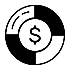 Pie chart vector icon isolated on white background