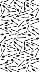 pattern Top view of fork, spoon, knife on white background. Template for applying to the surface. Vertical image. Flat lay. 3D image. 3D visualization.