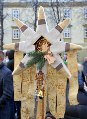 Handmade Christmas star - a traditional attribute of the Christmas rite of caroling