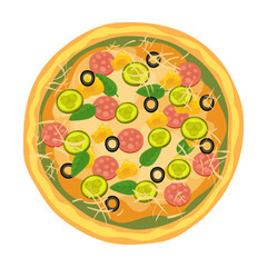 Pizza vector illustration. Pepperoni, pizzas with different ingredients for menu isolated on white background