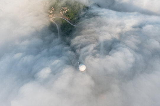 Aerial View Above Road To Weather Station