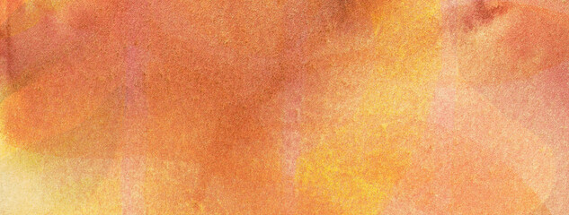 Abstract art background light orange and coral colors. Watercolor painting on canvas with soft...