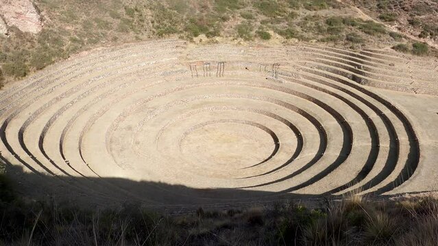 Moray archaeological site ruin in sacred valley cusco peru'