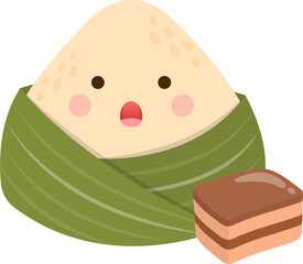 Chinese Dragon Boat Festival traditional food: Zongzi, glutinous rice food, Zongzi cartoon characters and mascot expressions