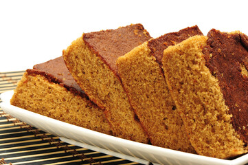 Date Loaf Cake on white background