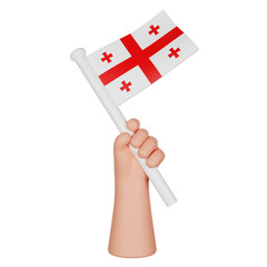 3D hand holding a flag of Georgia