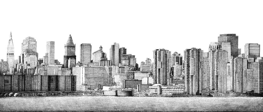 City silhouette black and white