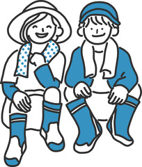 笑顔の農家の若い夫婦のイラスト