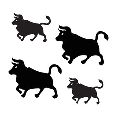 Black bull animal logo template design . icon logo . silhouette logo
